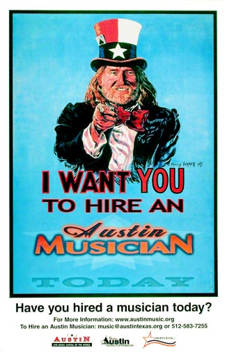 Willie Nelson, Austin Chamber of Commerce poster, 2001